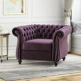 thumbnail image 2 of Noble House Millie Fabric Chesterfield Chair, Blackberry, 2 of 5