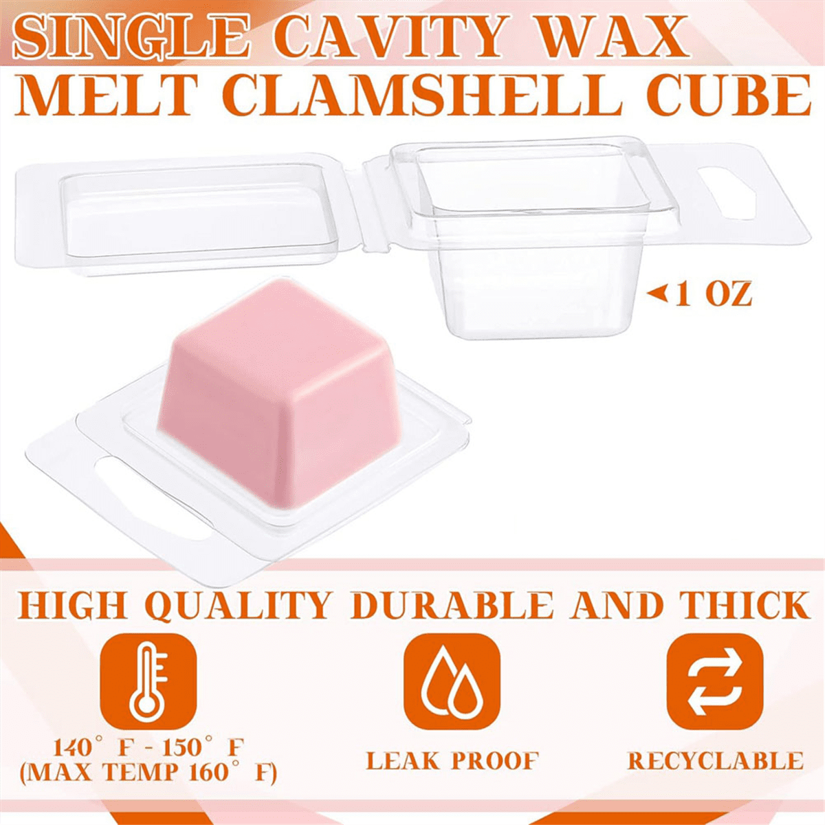 200 Pcs Wax Melt Molds Clear 1 Oz Square Candle Molds for DIY Chocolates Wax Melt Wickless Candles Soap M