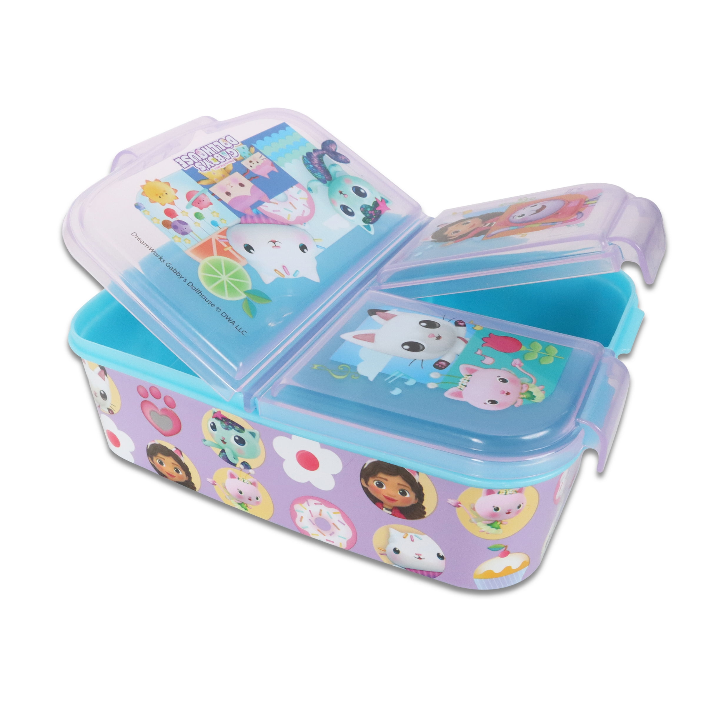 Gabby's Dollhouse Multi Compartment Lunch Box Set - Bento Box with Multiple Compartments - Spill-Proof and Leak-Proof - Durable and Easy to Clean