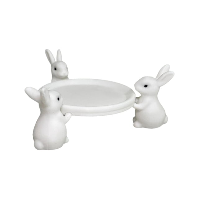 zhangmingg Rabbit Jewelry and Key Organizer Display Tray Adorable Three Bunnies Decorative Holder for Small Items
