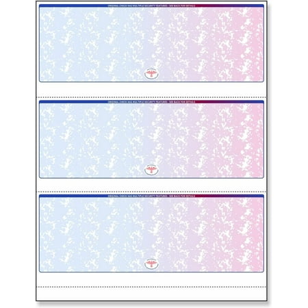 NextSecure Blank Laser/Ink-Jet Checks, 500 Sheets Per Pack Red-Blue Prismatic 3 Per Page