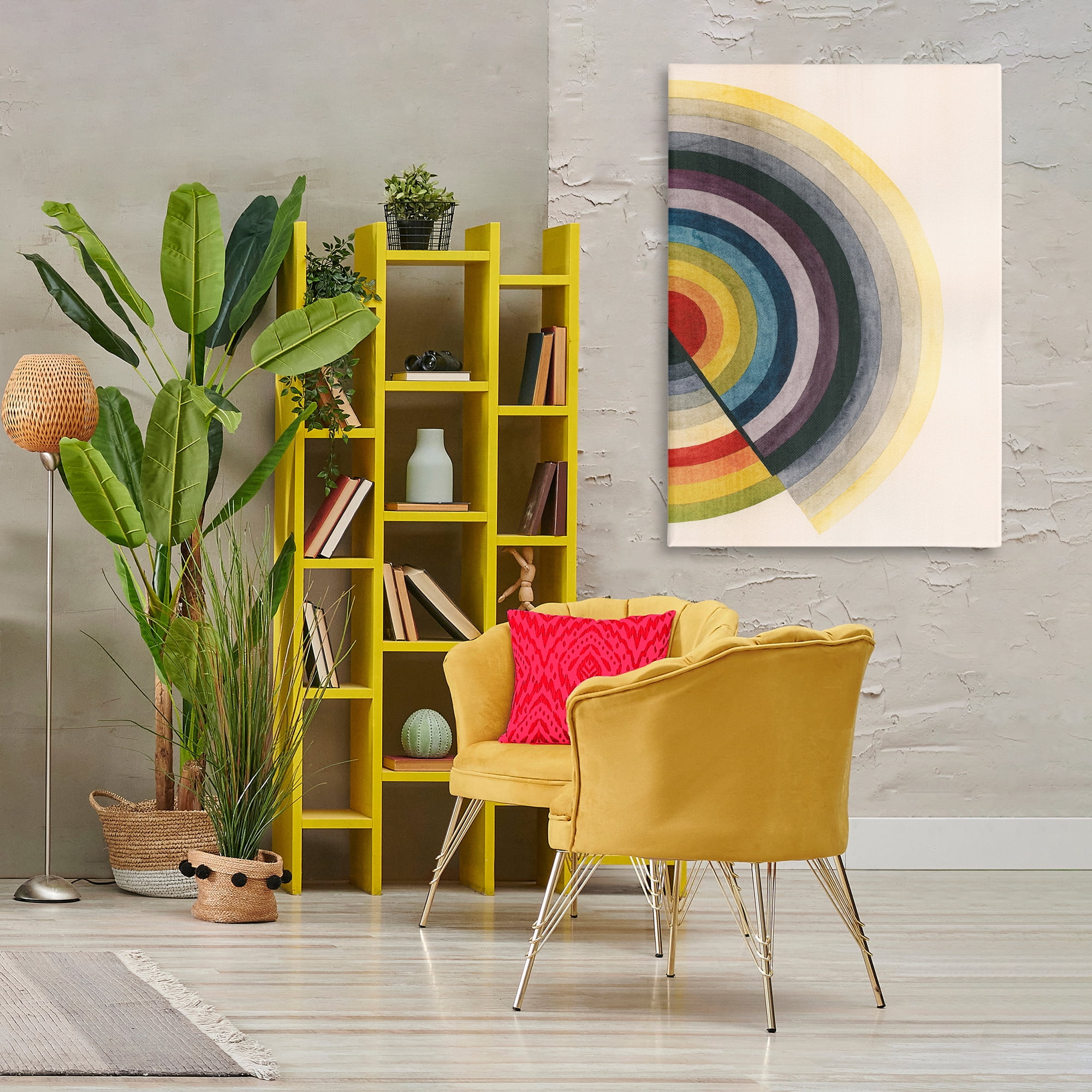 Stupell Industries Round Centric Pattern Abstract Painting Wrapped Canvas Art Print Wall Art, 30 x 45