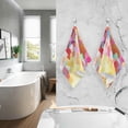 thumbnail image 5 of Coolnut Hand Towels Geometric Color Glass Patterned 2 PCS, Cotton Bath Towel for Drying Face Hands Body Decorative Water Absorbent Lightweight Towels for Bathroom Ktichen Travel Gym, 16"x28", 5 of 6