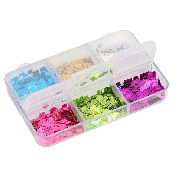 Lentejuelas Cuadradas Para Uñas, 6 Rejillas, Láser Mixto, Coloridas, Cuadradas, Purpurina Para Decoración De Uñas DIY