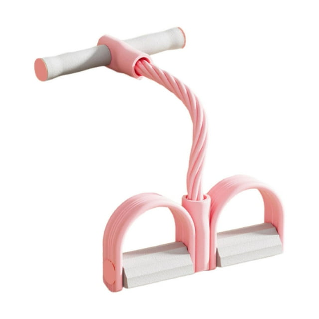 Cuerda elástica con pedal para fortalecer las piernas y entrenar el core, herramienta para abdominales. Rosa