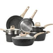 Carote Nonstick Pots and Pans Set, 11 Pcs Granite Stone Kitchen Cookware Sets (Black)