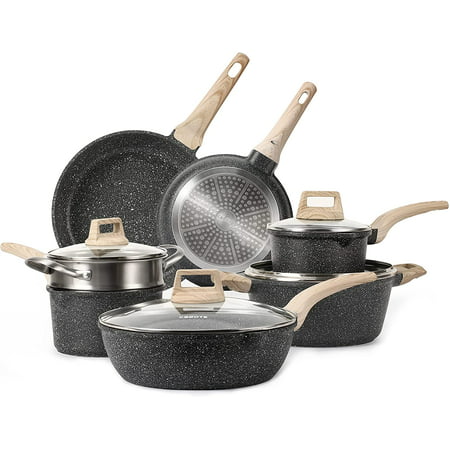 Carote Nonstick Pots and Pans Set, 11 Pcs Granite Stone Kitchen Cookware...