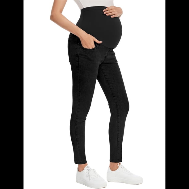 Pantalones Vaqueros de Maternidad para Mujer, Ajustados, Elásticos y Cómodos, para Embarazadas Negro XL