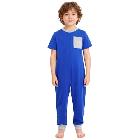 Aislor Adaptive Clothing for Boys Special Needs Autism Sensory Jumpsuit Anti-Strip Romper with Back Zipper Royal Blue 10