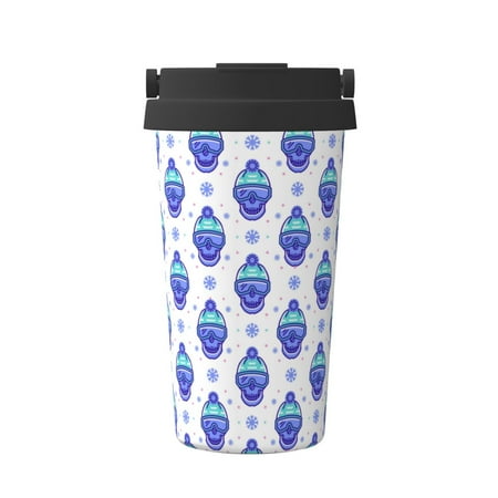 

KLL Winter Snowflake Skiing Skull Pattern Stainless Steel Vacuum Insulated Tumbler - Carry Insulated Coffee Mug - Reusable Insulated Cold Brew Iced Coffee Cup Thermos