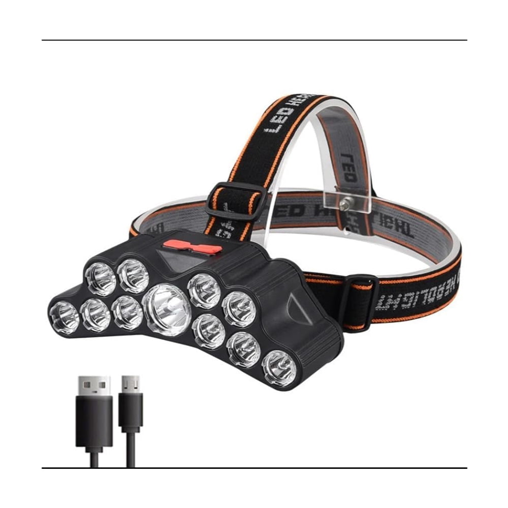 (Weiyi-EC)-- 11 LED USB Rechargeable Flashlight With Builtin 18650 Battery Strong Light Camping Adventure Fishing Head Light Headlamp **--（ 7lfdw）