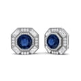 thumbnail image 2 of Mooneye 6mm Round Blue Sapphire Hexagon Minimal Women Gifts Stud Earrings 925 Sterling Silver, 2 of 4