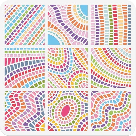 Nine Painting Stencil 11.81x11.81 Inch Reusable Craft Stencils for Painting on Wood Fabric Paper Walls Canvas Furniture White DIY