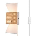 thumbnail image 3 of Globe Electric 2-Light Plug-in Hardwire Indoor Wall Sconce White Fabric Rattan Shade, 3 of 10