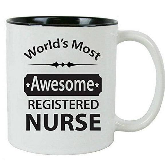 CustomGiftsNow World's Most Awesome Registered Nurse RN Coffee Mug - Great Gift for a CNA, RN, LPN Nurse, Nursing Student or Nursing Graduate (Black)