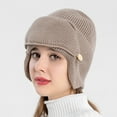 thumbnail image 6 of Women's Pilot Ear Cap - Thickened Korean Knitted Wool Hat with Ear Flaps, Winter Warm Beanie for Skiing, Outdoor, Cold Weather (Multiple Colors), 6 of 6