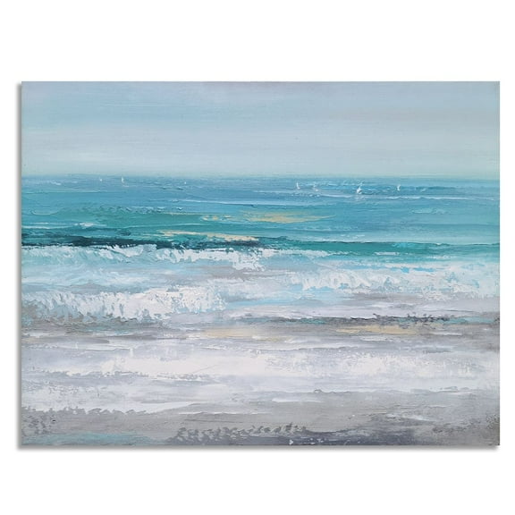 Yihui Arts Hand Painted Coastal Beach Wall Art for Home Office