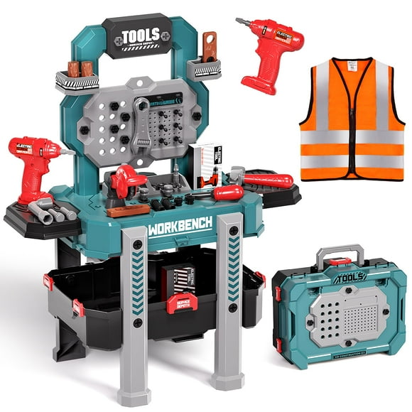 Tool Bench for Toddler and Kids Tool Bench,Easy to Assemble and disassemble,Kids Tool Set,Pretend Play Construction Toys Kit with Bag, Chainsaw Tool Set Gift Toys for 4 5 6 Year Old Boy