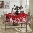 thumbnail image 3 of Christmas Tablecloth 60×60 Inch Round, Floral Leaf Red Washable Table Cover for Party Picnic Dinner Decor, 3 of 6