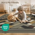 thumbnail image 4 of ODIKA 6'x9' Washable Area Rug Bold Tone Striped Border Door Farmhouse Vintage Diagonal Herringbone Flowing for Dining Room, Under Table, Office Décor, Non-Slip Chair-Friendly, 4 of 7