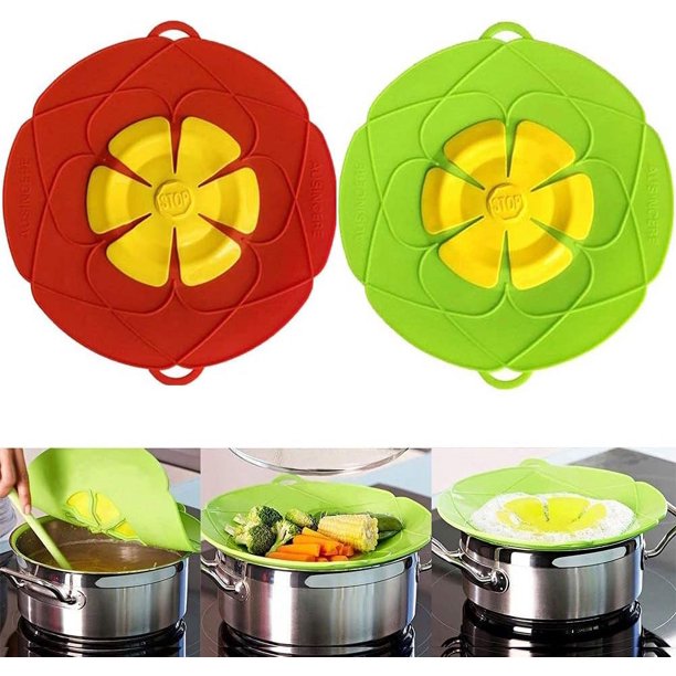 2 X tapa de tapón de derrames y tapón de derrames, protección contra hervir, tapón de silicona para derrames, tapa de olla, herramienta de cocina multifunción