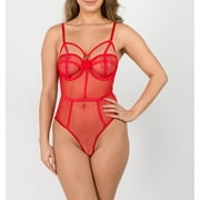 Just Sexy Lingerie, Women's Sexy Lace Babydoll in Red, Large 
