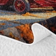 thumbnail image 5 of Castle Fairy Vintage Fire Truck Twin Quilt Set,Autumn Town Scene Twin Coverlet Set for Bedroom,Red Brown, 5 of 7