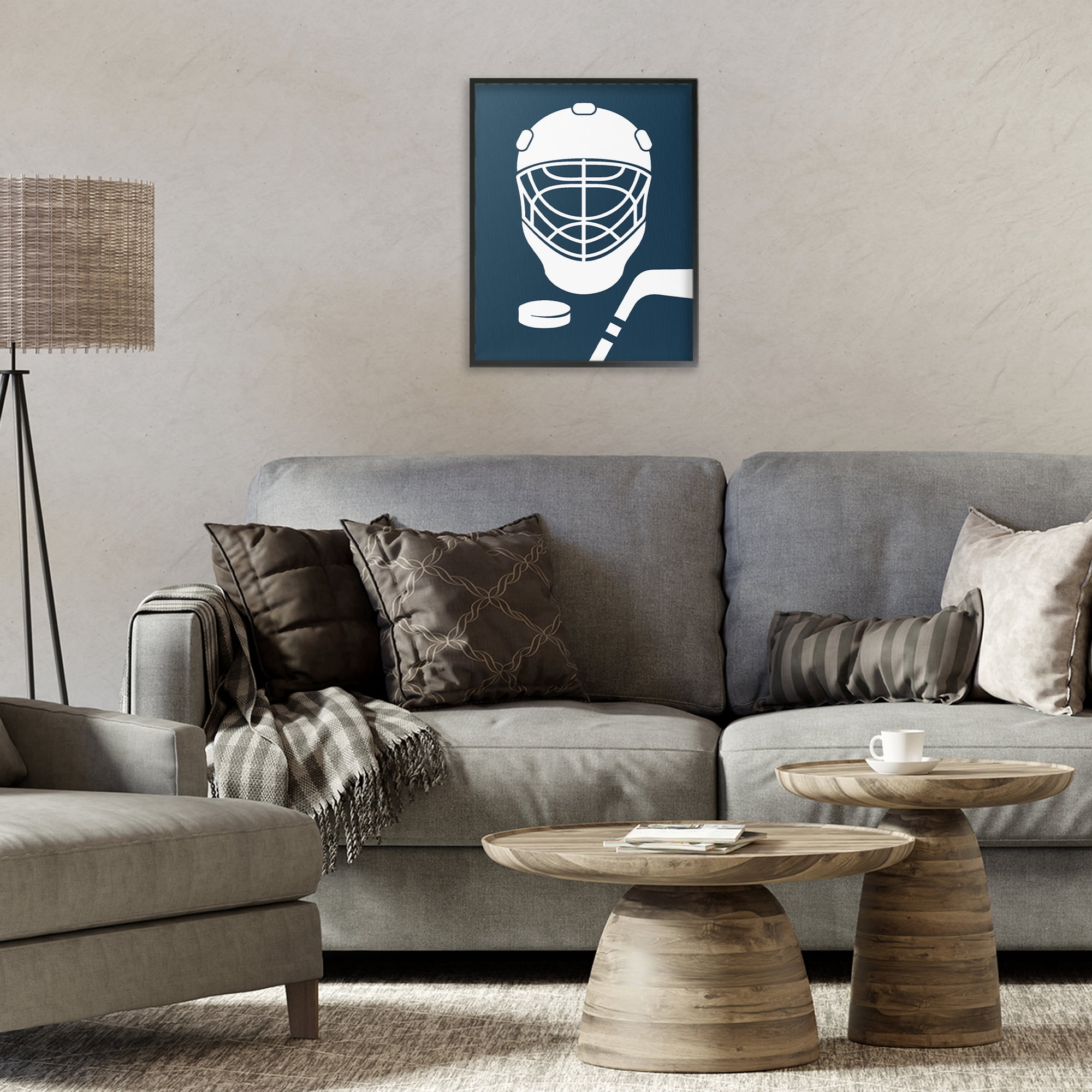 Stupell Industries Hockey Mask Blue & White Black Framed Giclee Art, design by Melody Hogan