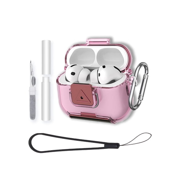 TPU Protective Case for AirPods Pro 3 Earbuds,Shockproof & Anti-Scratch Cover with Keychain,Lanyard & Cleaning Kit,Anti-Lost & Dustproof Protector-Pink