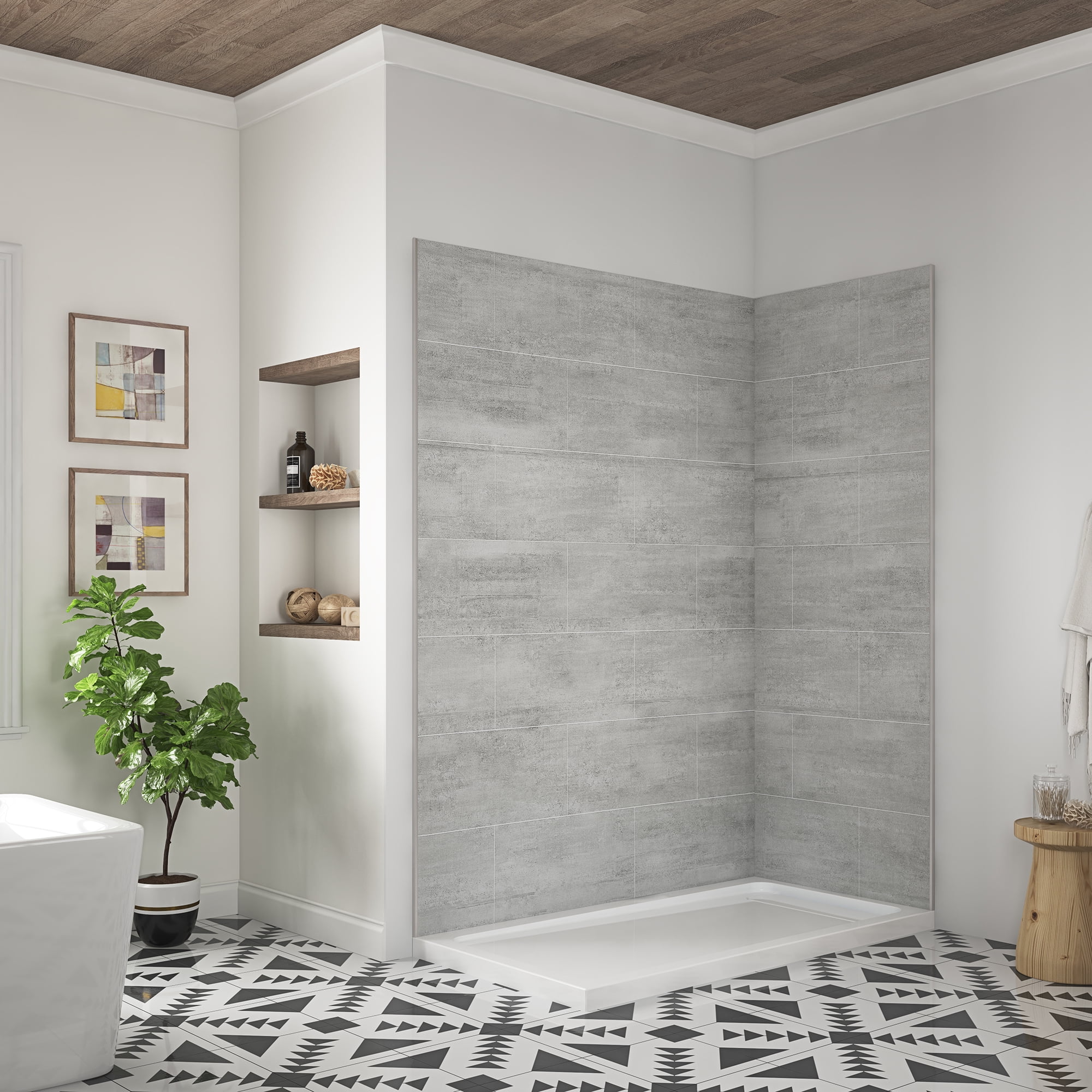 Buy Ove Decors Misty 60 in x 32 in 4Piece Corner Shower Surround (Back