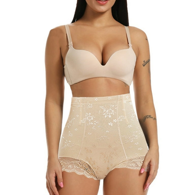 MRULIC shapewear for women tummy control Women's Lace Postpartum High Waist  Abdominal Shape Pants Hip Pants Beige + M 