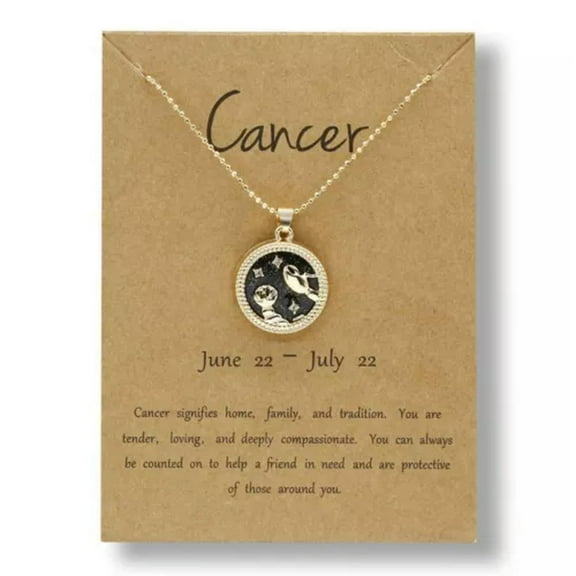 GKNET 12 Zodiac Sign Constellations Star Night Pendant Necklace Women Party Jewelry-Cancer