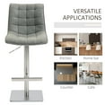 thumbnail image 6 of HOMCOM Vintage PU Leather Bar Stool with Stainless Steel Base, Adjustable Counter Height Bar Chair Swivel Barstool with Back, Footrest, Grey, 6 of 9