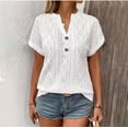 thumbnail image 4 of Kezqiaxn Womens Summer Tops Short Sleeve v-neck Loose Button Down Shirt Blouses for Women Dressy Casual Fashion Clothing 2026, 4 of 6