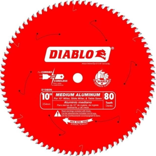 Disco Diablo 10 X 80 Dientes Para Corte De Aluminio D1080n Diablo d1080n