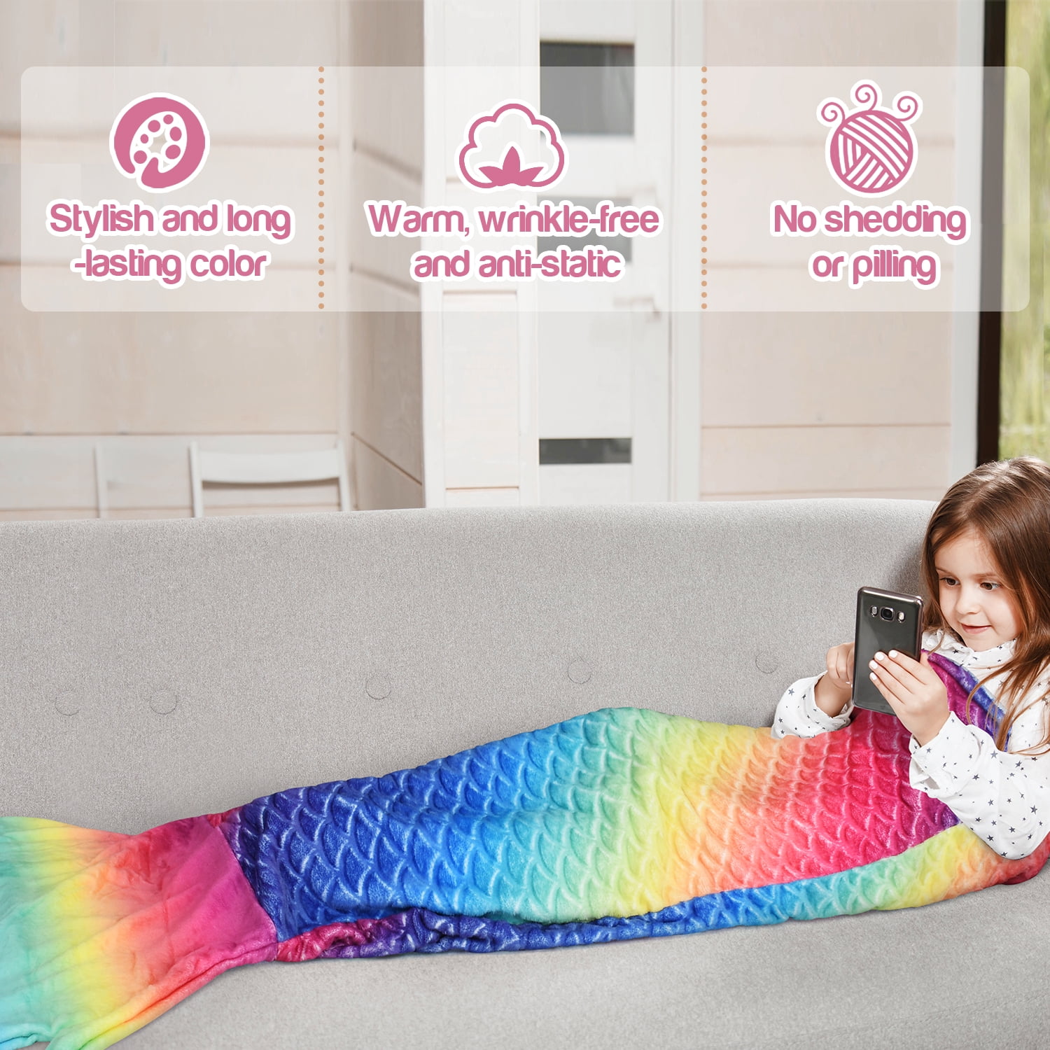 Catalonia Kids Mermaid Tail Blanket Cozy Mermaid Sleeping Bag