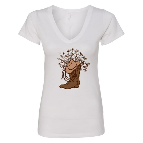Inktastic Cowgirl Rodeo Western Boot Women's V-Neck T-Shirt