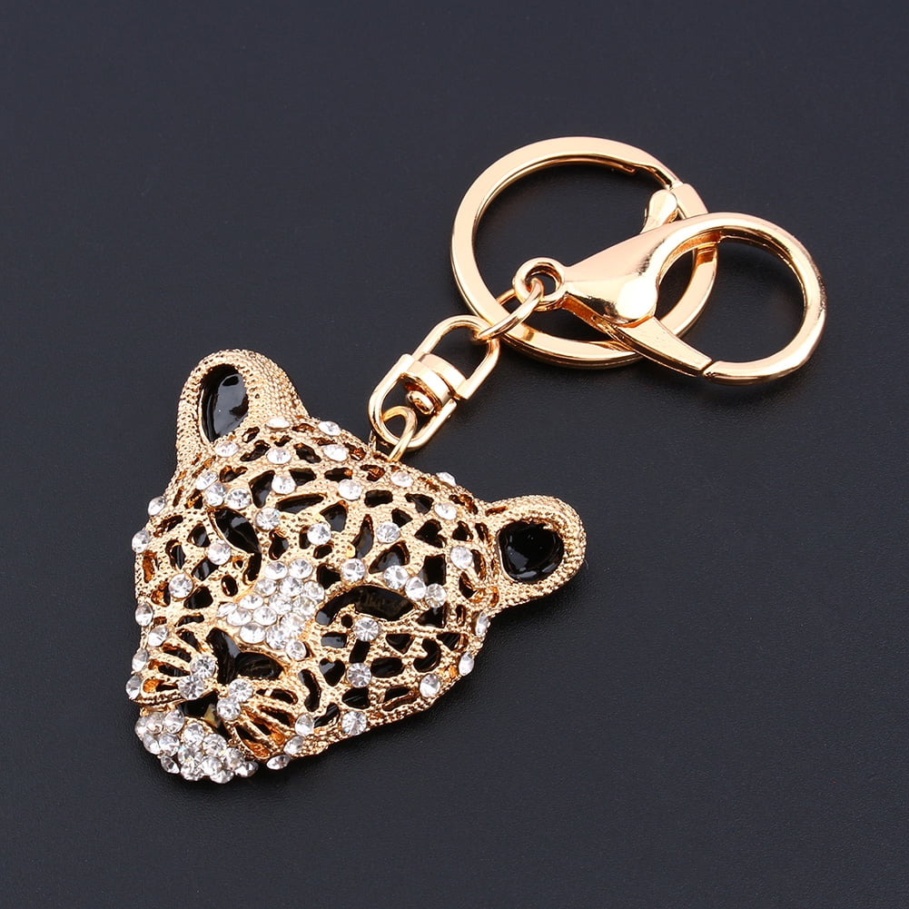 Mgaxyff New Rhinestone Leopard Keyring Charm Pendant Purse Bag Key Ring