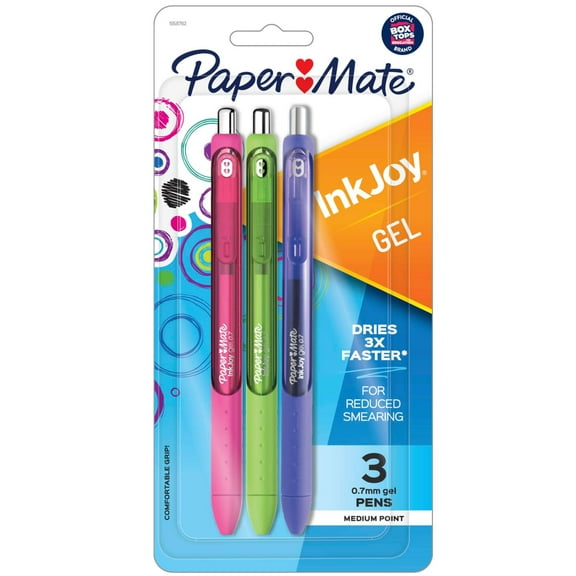 Paper Mate InkJoy Gel Pens, Medium Point (0.7mm), Assorted, 3 Count