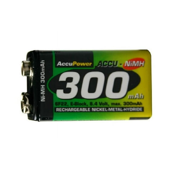 8-Pack 9 Volt AccuPower NiMH Batteries (300 mAh)