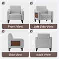 thumbnail image 3 of EOP Modern Upholstered Armchairs Set of 2, Linen Fabric Accent Chairs with 2 Side Pockets, Living Room Chairs with Foldable Table, Comfy Reading Chairs for Bedroom, Light Gray, 3 of 9