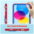 thumbnail image 4 of Allytech Kids Case for iPad 10.9 inch 2022 Cover for Boys Girls Children, Heavy Duty Shockproof Rugged Kickstand Case with Pencil Holder for iPad 10th Gen 10.9", Red + Blue, 4 of 10