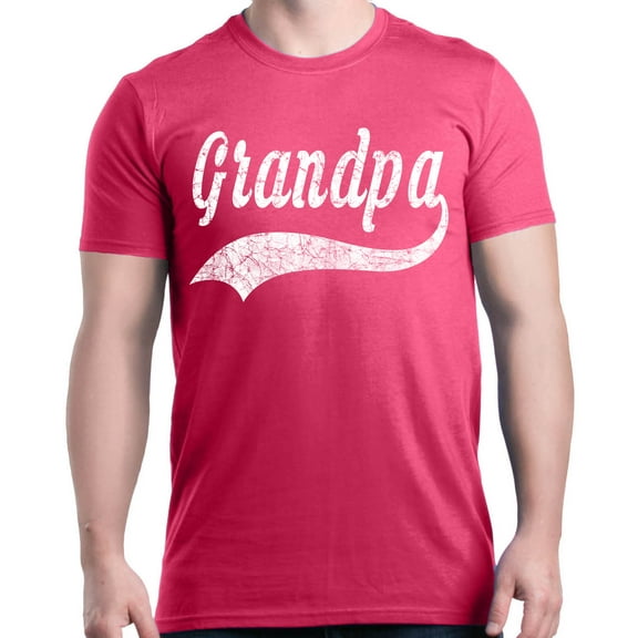 Shop4Ever Men's Grandpa Classic Baseball Father's Day Graphic T-shirt Small Heliconia Pink