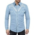 thumbnail image 2 of XDZJLR Mens Shirts Long Sleeve Lapel Fashion Western Cowboy Embroidered Slim Fit Casual Button Down With Pockets Tops, 2 of 3