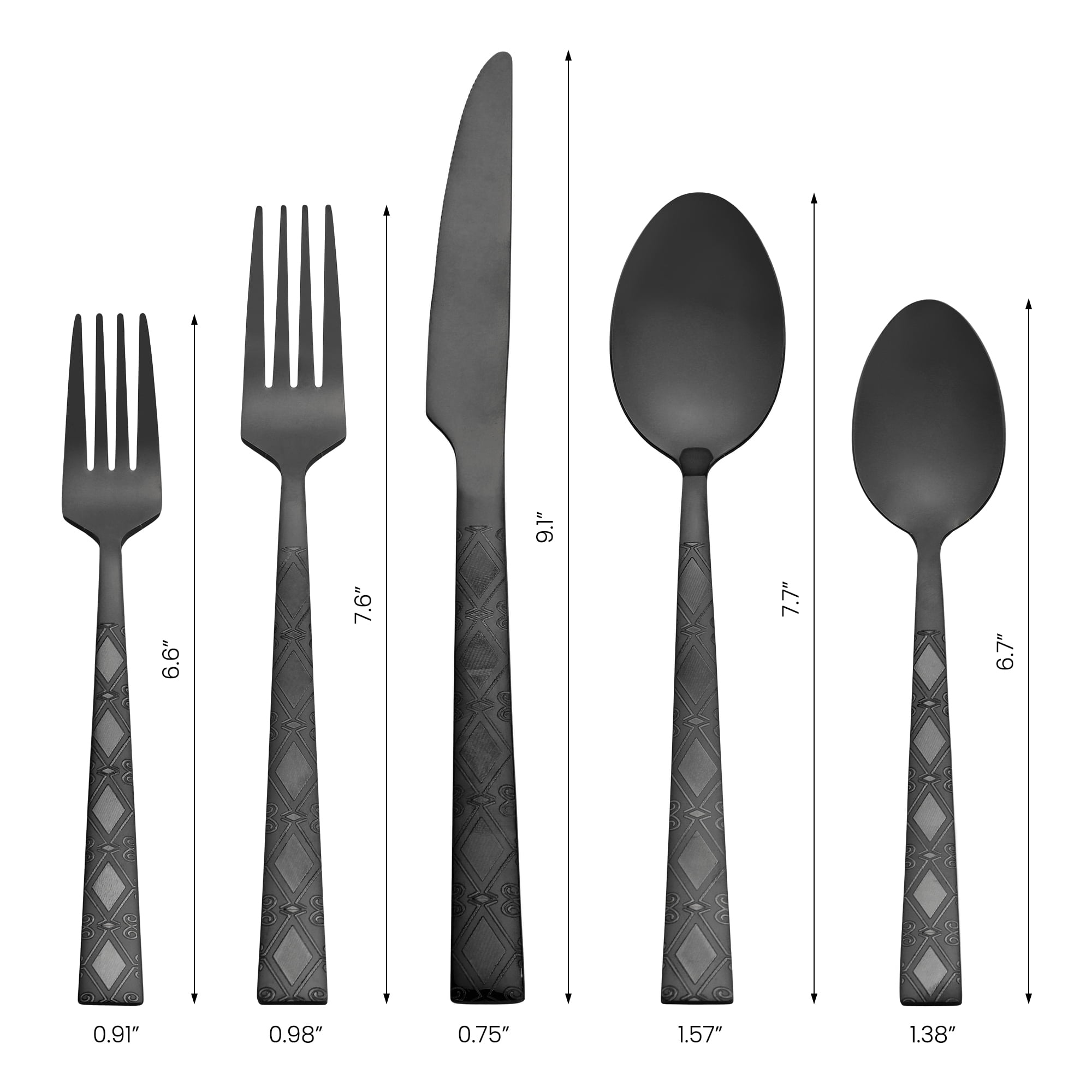 Unique Bargains 20 Piece Stainless Steel Flatware Set for 4 Vintage Cutlery Black