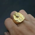 thumbnail image 2 of Hip hop 14K Yellow Gold Big Egyptian Pharaoh Rings for Men Rock Mens Signet Finger Jewelry Gift, 2 of 6