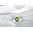 thumbnail image 5 of Gem Stone King 10K White Gold Green Peridot and White Created Sapphire 3-Stone Engagement Ring for Women (1.43 Cttw, Gemstone Birthstone, Available in Size 5, 6, 7, 8, 9), 5 of 6