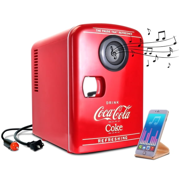 Coca-Cola 4L Portable Cooler/Warmer with Bluetooth Speaker, AC/DC Power