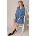 thumbnail image 5 of Made by Johnny Women's Casual Long Sleeve V-Neck Loose Flowy Swing Shift Dress S DENIM, 5 of 5