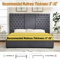 thumbnail image 6 of King Velvet Upholstered Platform Bed Frame with 63.58" Tall Button-Tufted Headboard and Storage Drawers, Gray, 6 of 10